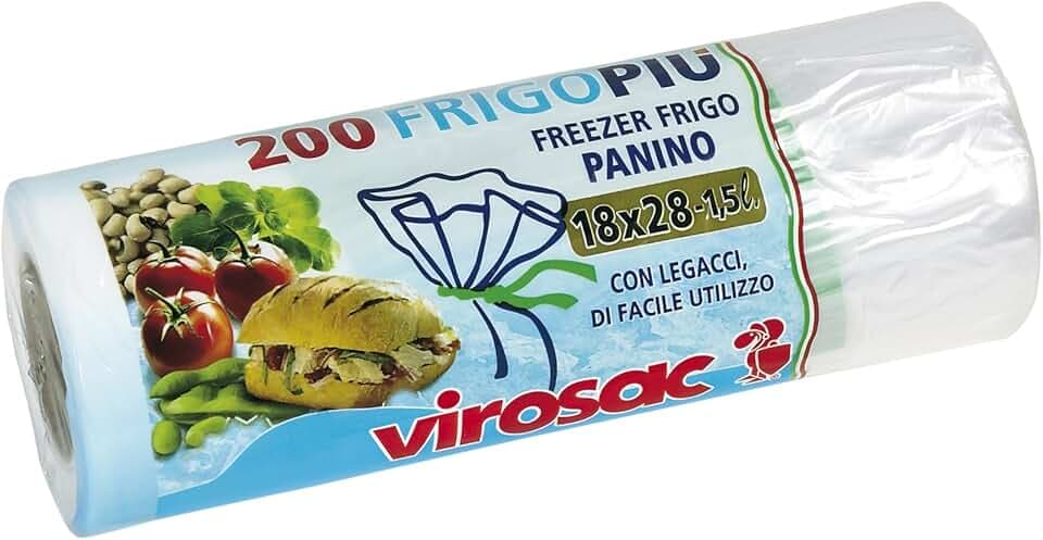 Virosac - Sacchetti per Frigo e Freezer, HDPE, 18x28-1,5L, 200 unità