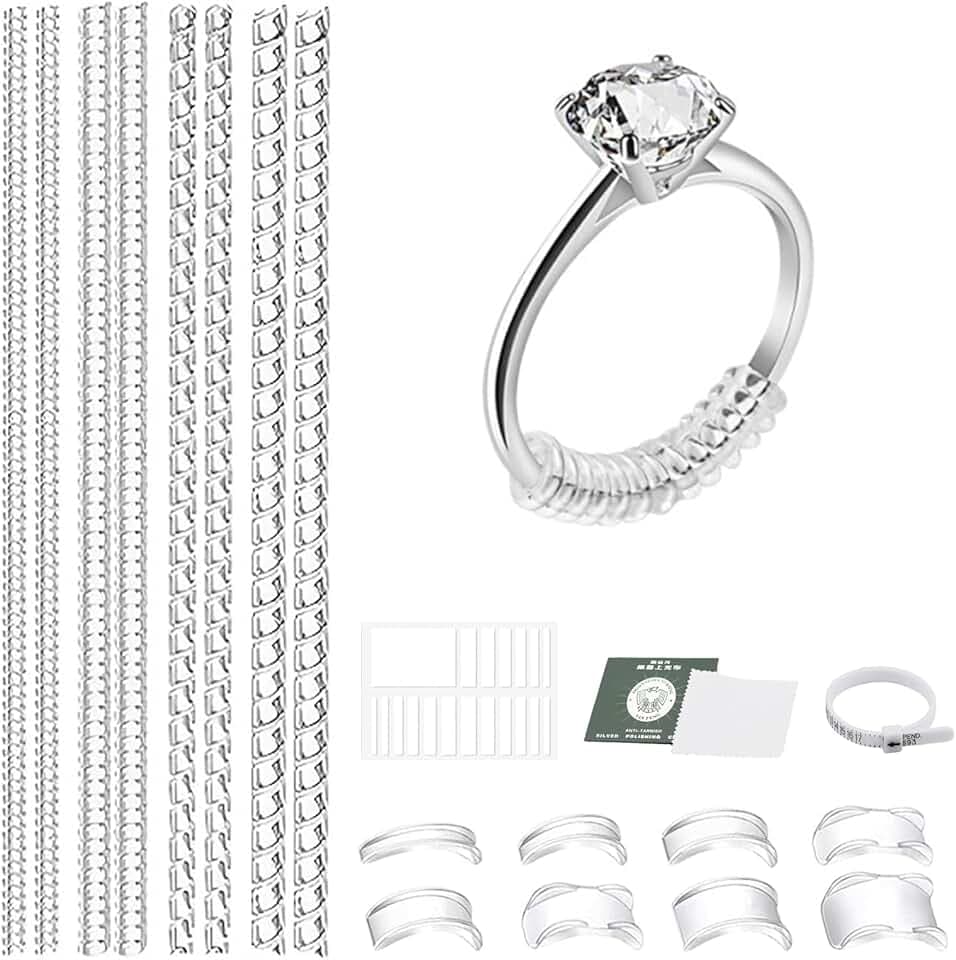 soodyoow 19 Pezzi Ferma Anello Silicone, Regolatore Dimensione Anello, Stringi Anello, Regolatore di Misura Anello per Uomo Donna