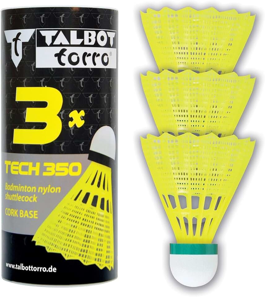 Talbot-Torro Volani da Badminton Tech 350, Lattina 3 Pezzi,Nilon