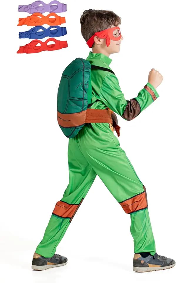 Ciao- Tartaruga Ninja Turtles costume travestimento bambino originale TMNT Teenage Mutant Ninja Turtles con guscio imbottito e mascherina intercambiabile