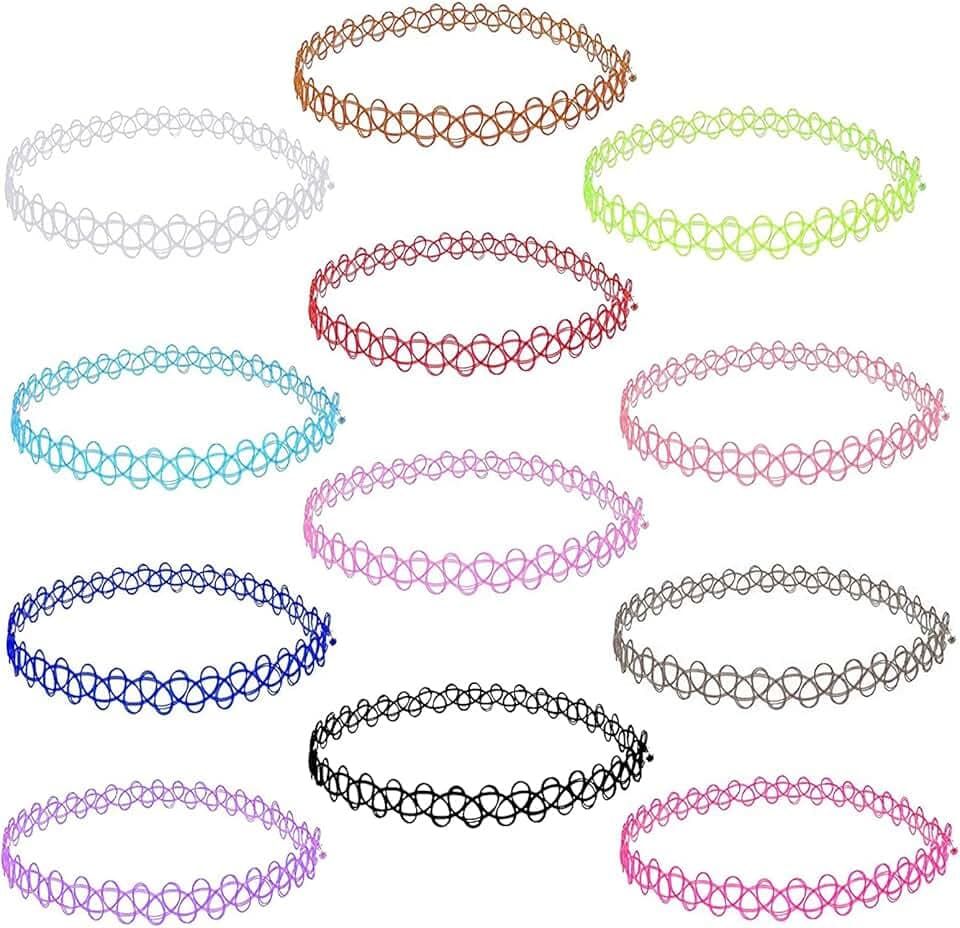 OFKPO 12 Pezzi Collana Girocollo Gotico in Plastica Elasticizzata per Donne e Ragazze