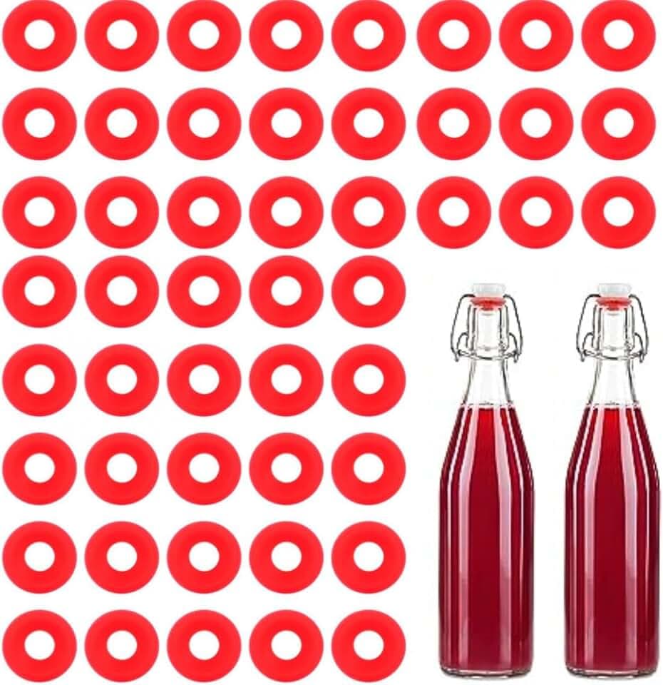 Vigormat - Set di 50 Guarnizioni in Gomma per Bottiglie da 0,33 L Fino a 1 L per Tappi Meccanici Uso Sigillatura Bottiglie di Birra Fatta in Casa