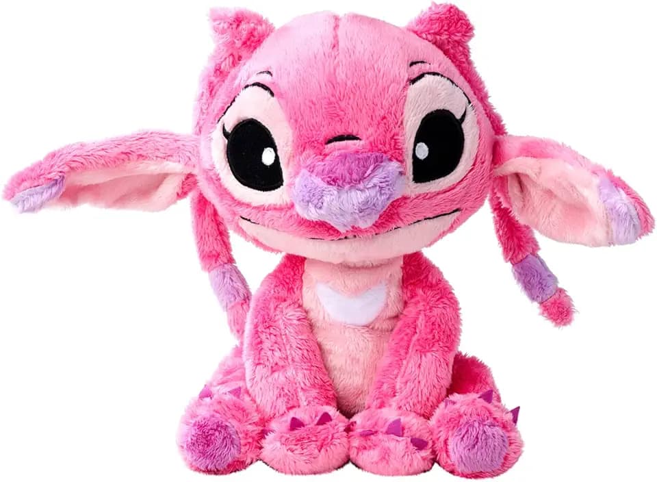 Simba - Disney Plush originale Di Angel, 6315876954, +0 mesi, dimensione 25 cm, colore rosa, morbidissimo, dal cartone animato Lilo & Stitch, licenza ufficiale Disney
