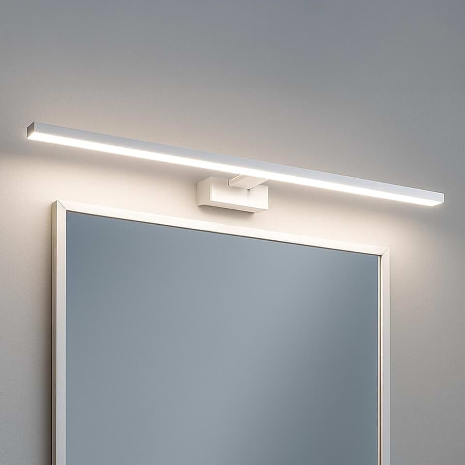 MAKA Luce Specchio Bagno LED 12W 840 Lumen, Lampada Bagno Specchio 4000K, Applique Specchio Bagno 60 cm Bianco/Nero IP20, Illuminazione Bagno per Make-Up e Rasatura (Bianco, 4000K)