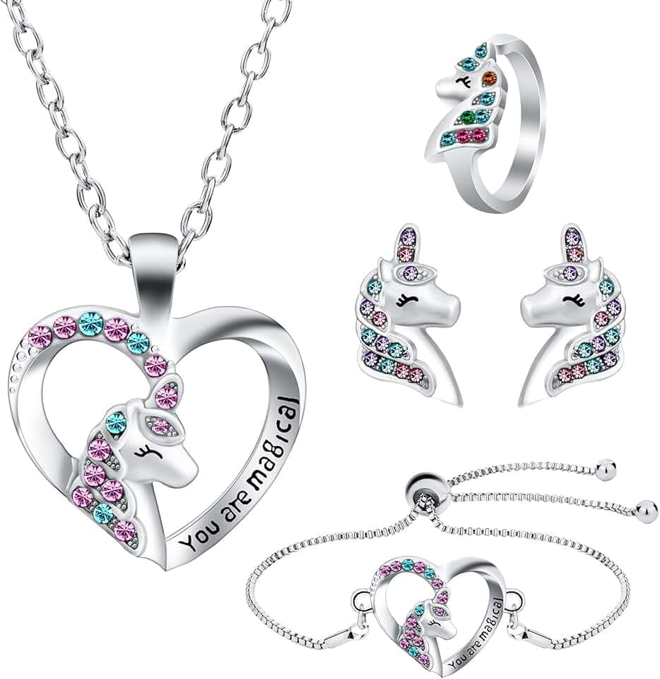 OSDUE Girls Regalo Set,Collana Bracciale Orecchini Anelli, Principessa Kit Gioielli Forniture Feste Accessori Regalo Compleanno