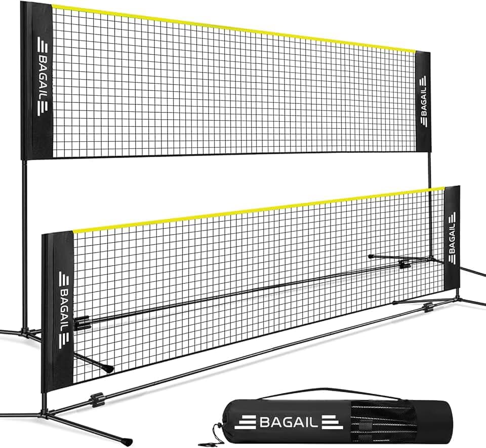 BAGAIL Badminton Net, Rete di Nylon Pieghevole, Supporto regolabile Hieght e Borsa da trasporto portatile, Facile da montare o smontare, Ideale rete sportiva ricreativa per tennis, Badminton.