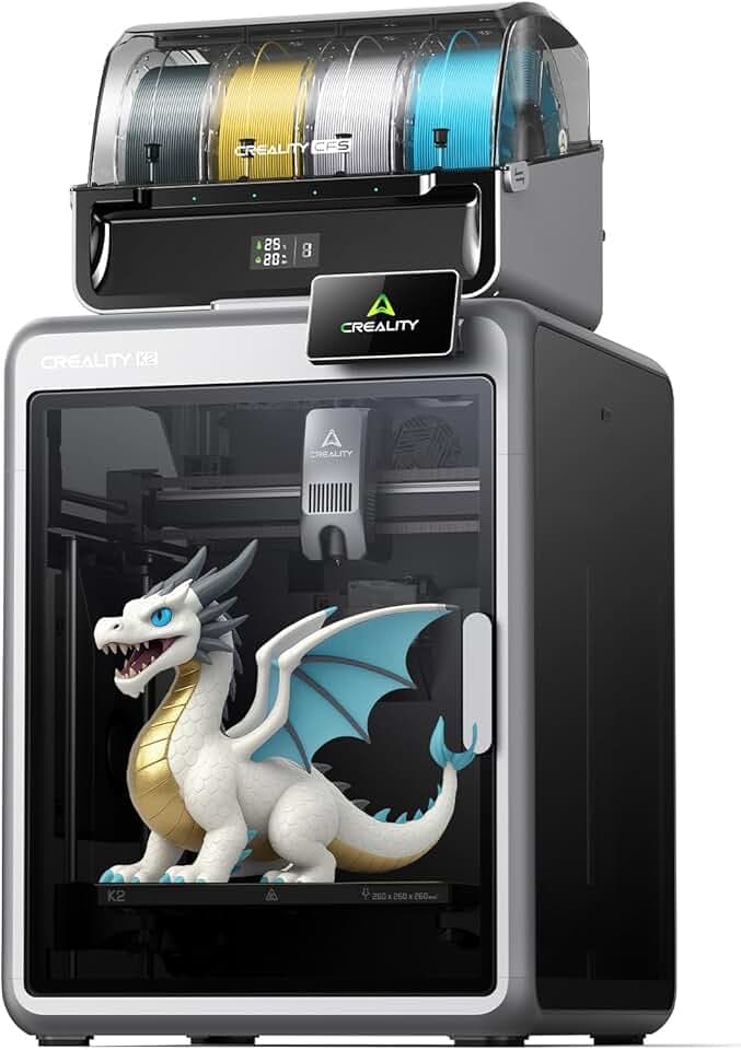 Creality K2 Combo (A) Stampante 3D, Max 600 mm/s, Stampa Multicolore con CFS, Leveling Automatico, Stampa Silenzios, FOC Motori Step-Servo, Volume 260x260x260 mm