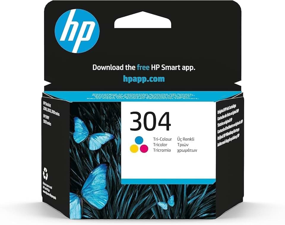 HP 304 Tricromia, N9K05AE, Cartuccia Originale da 100 Pagine, Compatibile con Stampanti DeskJet 2620, 2630, 3720, 3730, 3750 e 3760, Envy 5010, 5020 e 5030 ECOLOGO