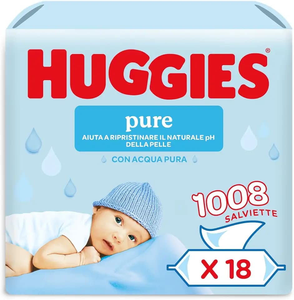 Huggies Pure Baby, Salviette neonato, 99% acqua pura, dermatologicamente testate e delicate,1008 Pz (18 x 56)
