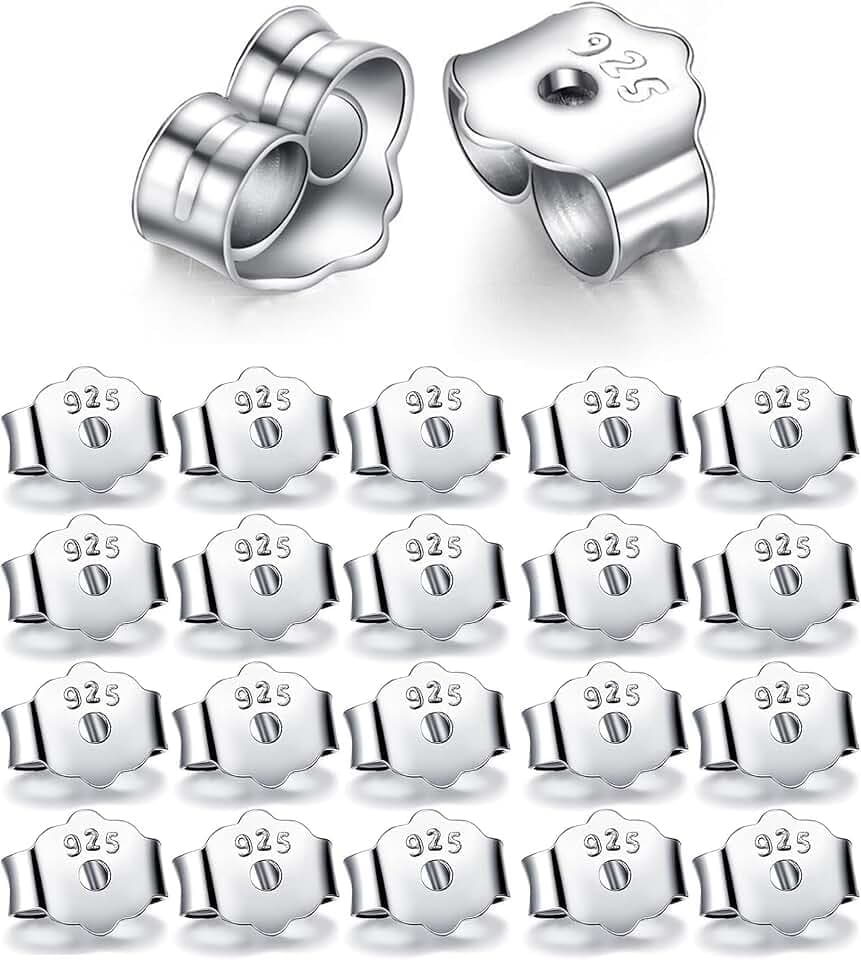 Yzmmxz 20 Pezzi Farfalline Per Orecchini Argento 925, Farfalline Per Orecchini, Chiusura Orecchini, Orecchini Farfalla