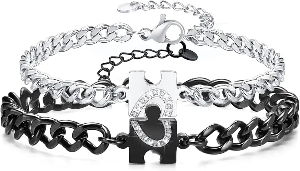 Gkmamrg Bracciali per coppia, per fidanzato, compagno o marito, ideale per Natale, 16-24 cm, acciaio inossidabile, 16cm-24cm, Acciaio inossidabile