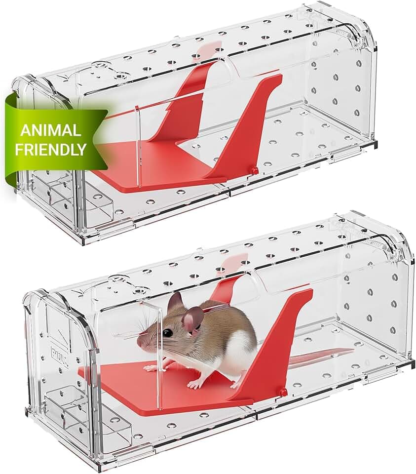 Roshield – 2 x Trappole umane per la cattura di topi (non adatte ai ratti), per uso interno ed esterno. Riutilizzabili, cattura rapida e altamente sensibile