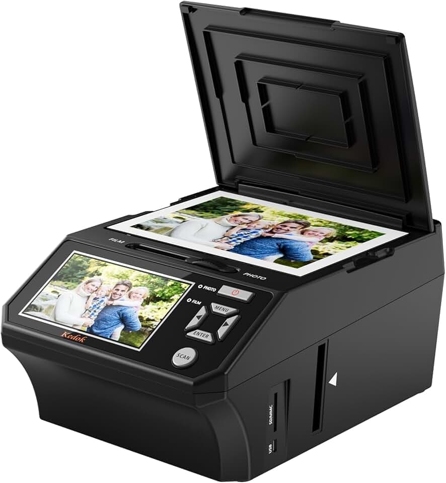Scanner Digitale per Pellicole e Diapositive - con Schermo LCD da 5 Pollici, Converte Film da 35mm e 110mm, Foto e Biglietti da Visita in JPEG 22MP ad Alta Risoluzione su Scheda SD da 8GB