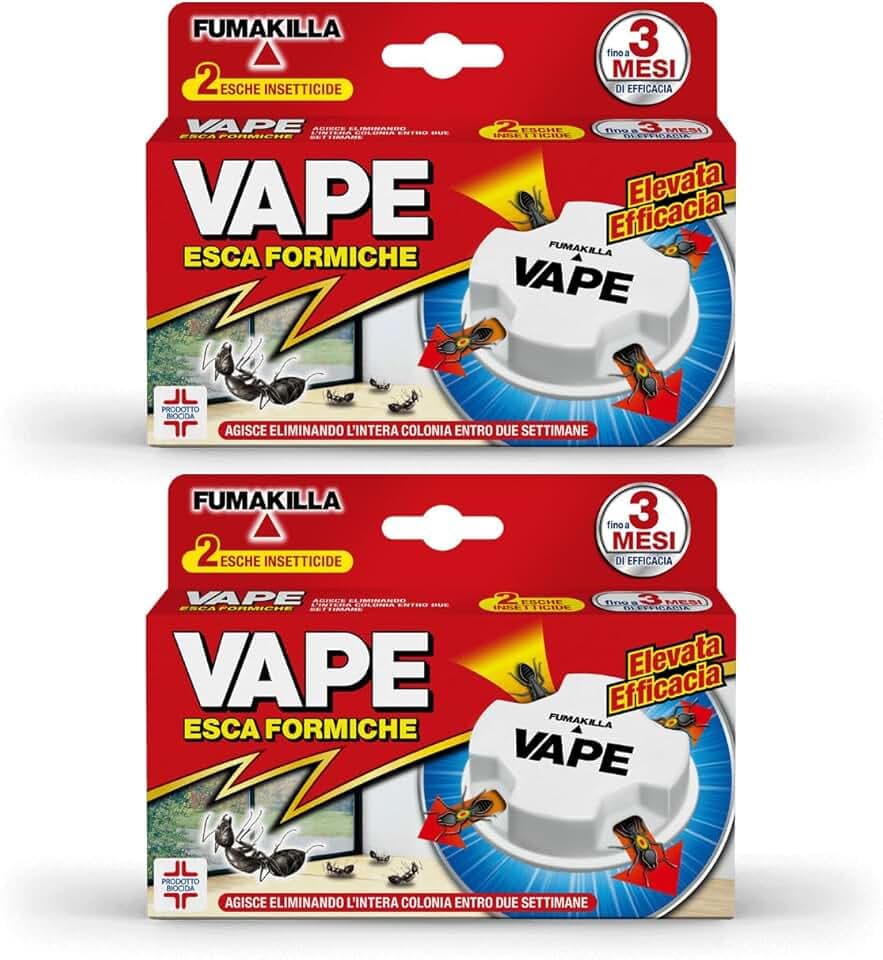 Insetticida Vape Antiformiche - 2 Confezioni da 2 Esche Per Uso In Spazi Interni e Esterni