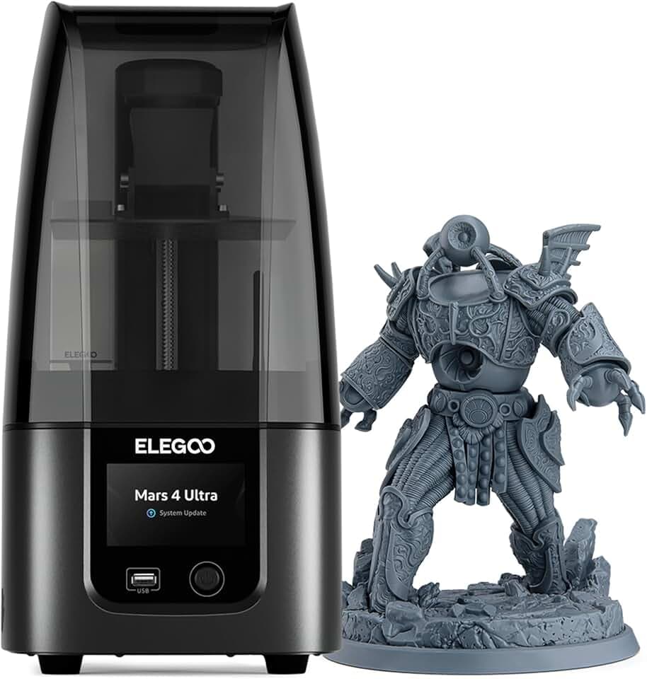 ELEGOO Marzo 4 Ultra Stampante 3D MSLA in Resina con Schermo LCD 9K Mono da 7 pollici, Connettività Wi-FI, Sistema di Livellamento senza Sforzo, Pellicola ACF, Dimensioni di stampa 153,36x77,76x165
