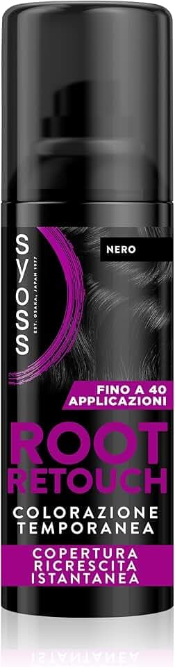 Syoss Root Retouch Colorazione Temporanea Spray Nero 120ml, Ritocco capelli bianchi e ricrescita capelli resistente a pioggia e sudore, Fino a 40 applicazioni