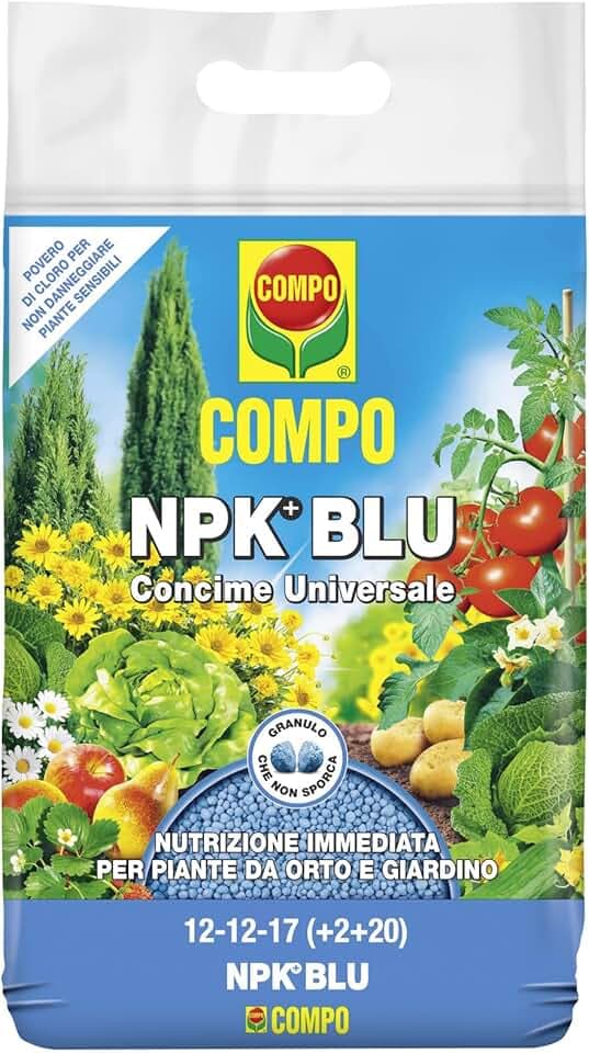 COMPO NPK BLU, Concime Universale Granulare per Orto e Giardino, Pronto Effetto, 4 kg