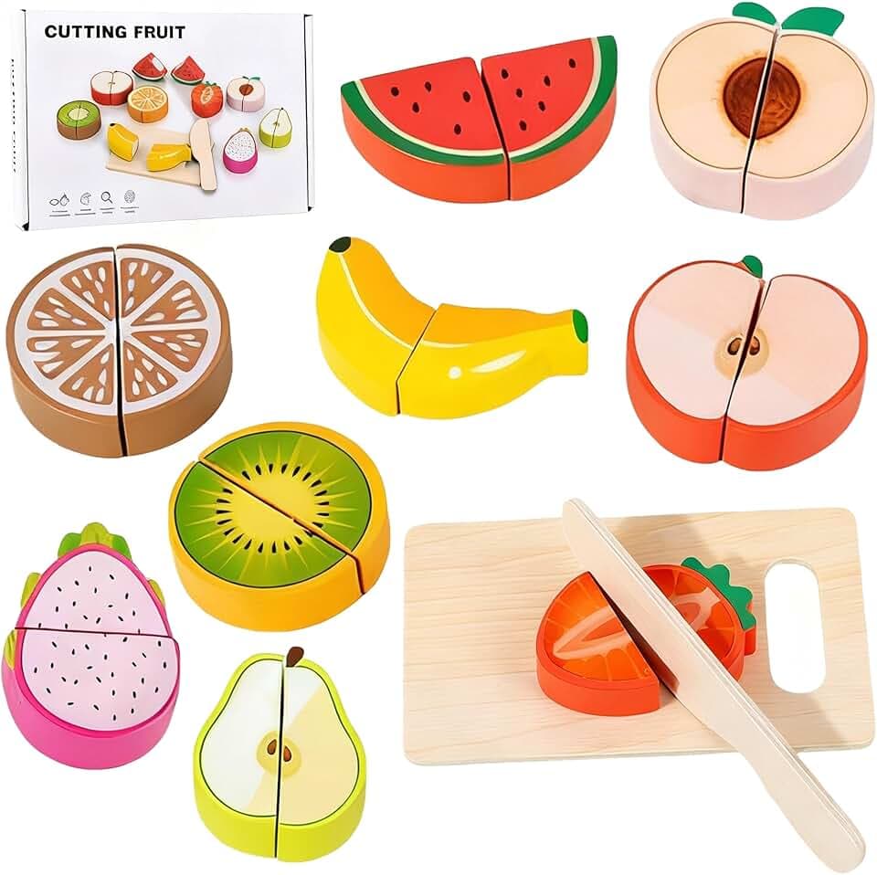 Cucina Giocattolo per Bambini - Accessori Cucina Giochi in Legno, Frutta Giocattolo per Bambini e Bambine dai 2 3 Anni