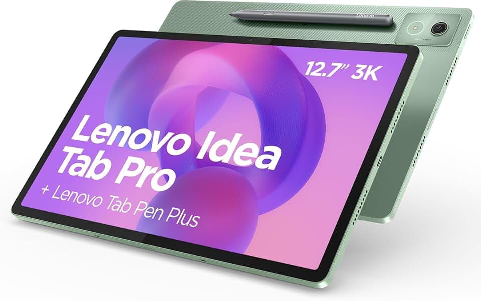 Lenovo Idea Tab Pro, Display 3K da 12.7" 144Hz, Processore Mediatek Dimenity 8300, RAM 8GB, Memoria 256GB, WiFi 6, Tablet Android 14, Lenovo Tab Pen inclusa - Seafoam Green