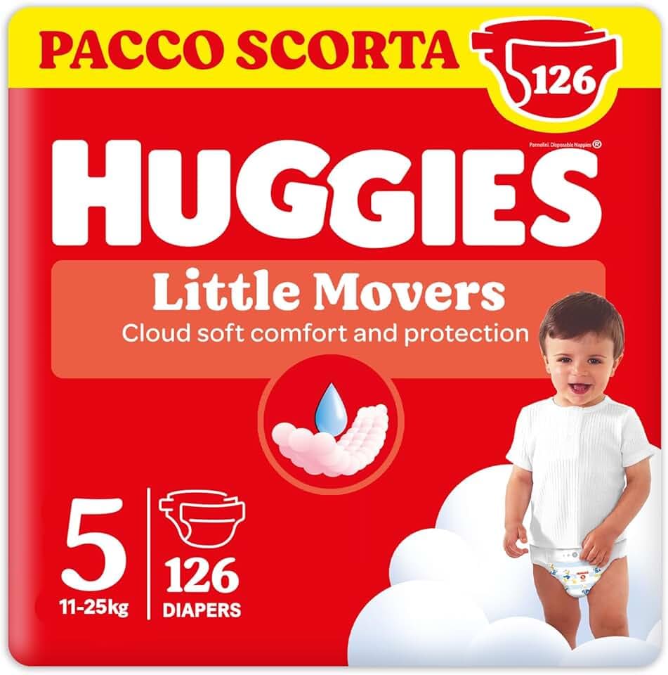 Huggies Ultra Comfort, Pannolini Taglia 5 (11-25 Kg), Design Disney, Pacco Scorta, 126 Pz