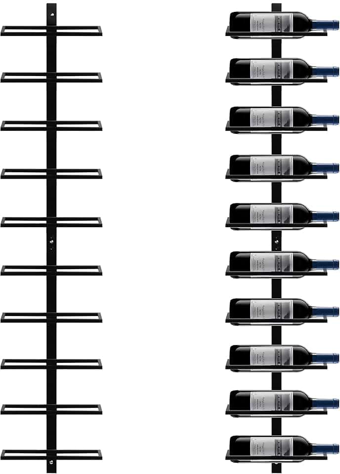 Yaheetech Portabottiglie da Parete per 10 Bottiglie Porta Bottiglie di Vino in Metallo 126 cm Scaffale Vini Supporto Bottiglie Cucina Bar