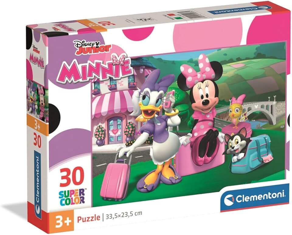 Clementoni - Puzzle per Bambini 30 Pezzi Supercolor, per Bambini 3+ Anni, Illustrazione Disney Minnie, Idea Regalo, Made in Italy, 33,5x23,5 cm, 20287