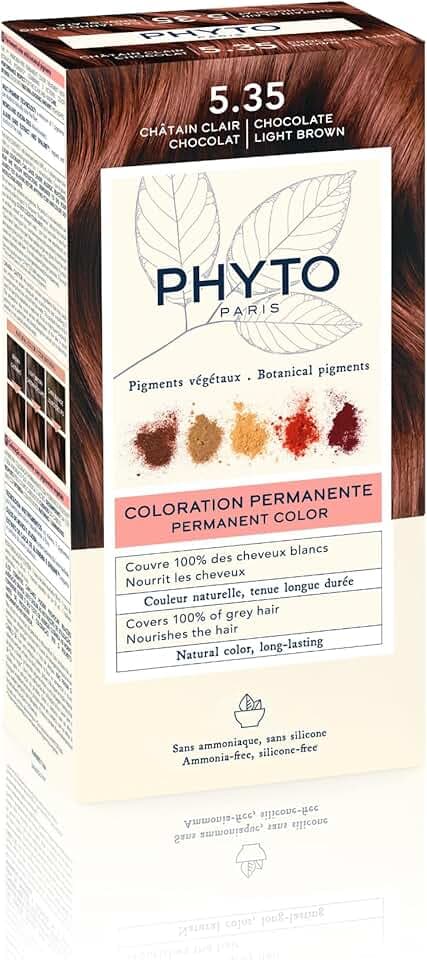 Phyto Color Kit 5.35 Castano Chiaro Cioccolato Colorazione Permanente senza ammoniaca, 100% Copertura Capelli Bianchi