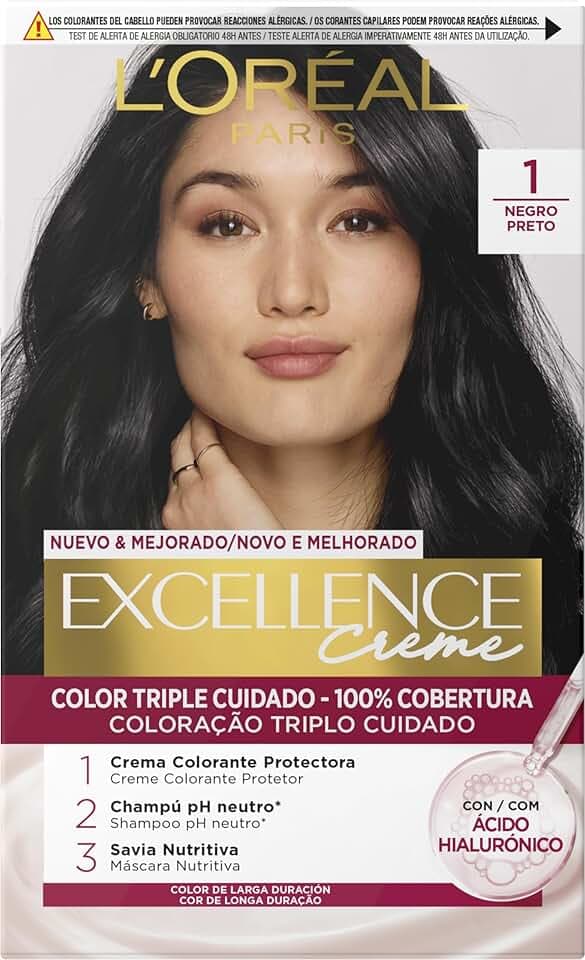 L'Oréal Paris Tintura per Capelli, Excellence Creme, 200 gr, 1 Negro
