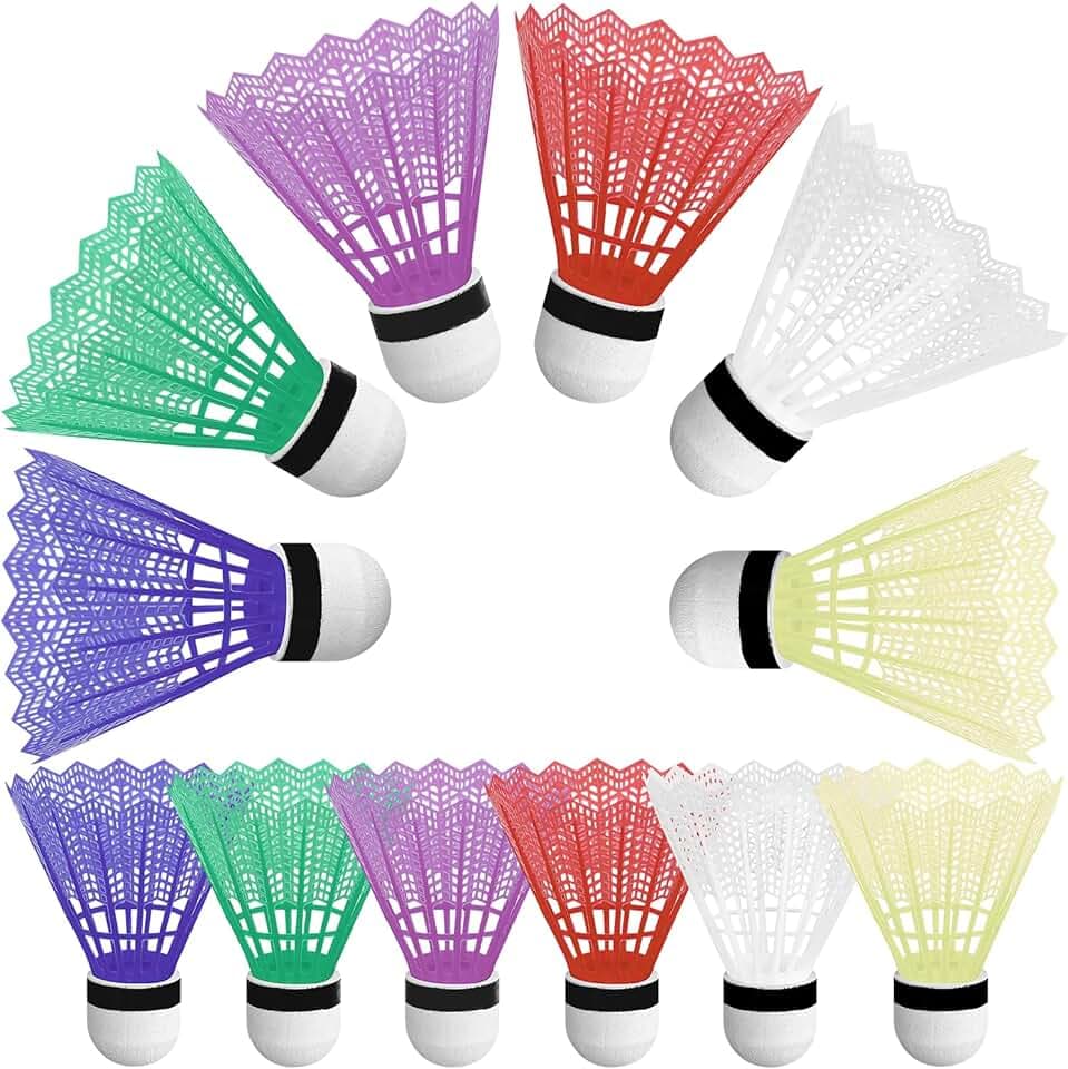 12 volani in plastica Colorati, Accessori per l'allenamento del Badminton, volani per Allenamento e Competizione, stabilità e Robusto, Adatti per Giochi e intrattenimento Indoor e Outdoor