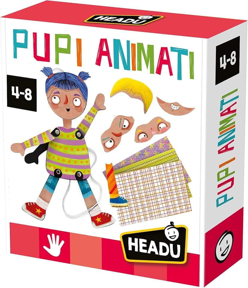 HEADU - Pupi Animati New - Crea, Vesti e Svesti Le Marionette | Giochi Creativi 5 6 7 8 Anni, attività Creative Bambini, Lavoretti Manuali, Gioco Marionette, Idea Regalo Compleanno, Made in Italy