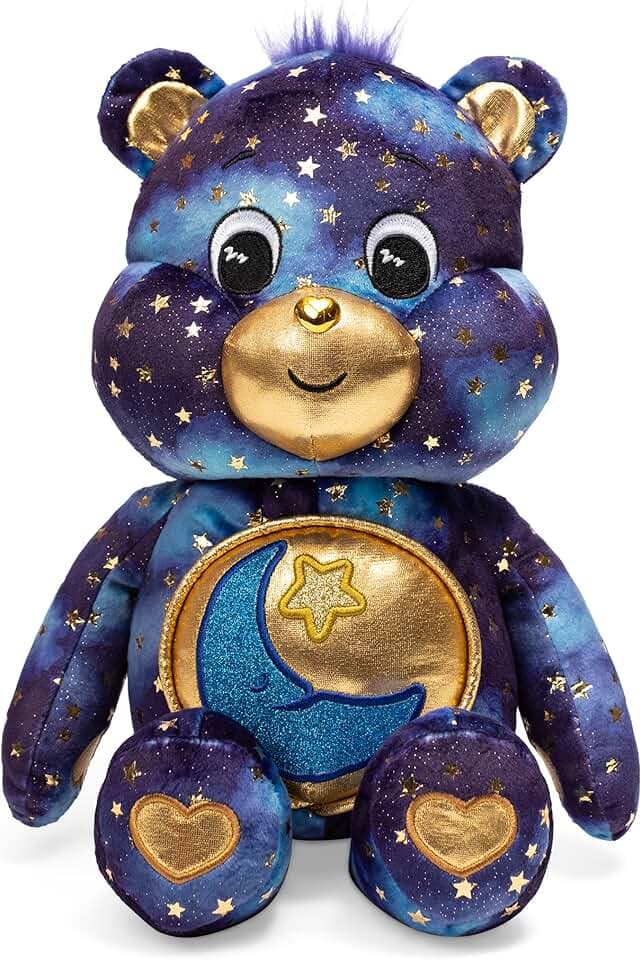 Care Bears Edizione Limitata Peluche Bedtime Bear 35cm con Badge Luminoso, Colore Blu Intenso
