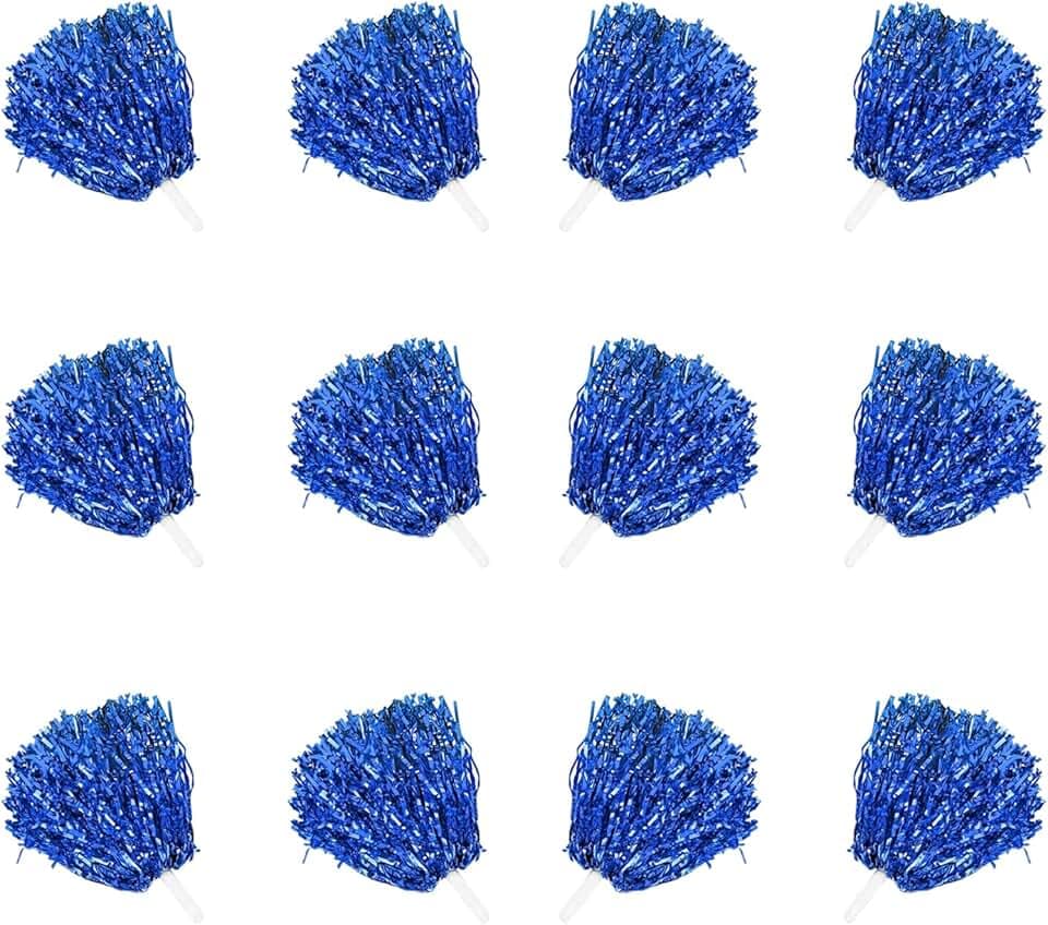 12 Pezzi pompon da cheerleader,Cheerleading Pom,Fiore a Mano Cheerleader,pom pom cheerleader,per Ballare, Cheerleading, Feste Sportive,riutilizzabili. (Blu)