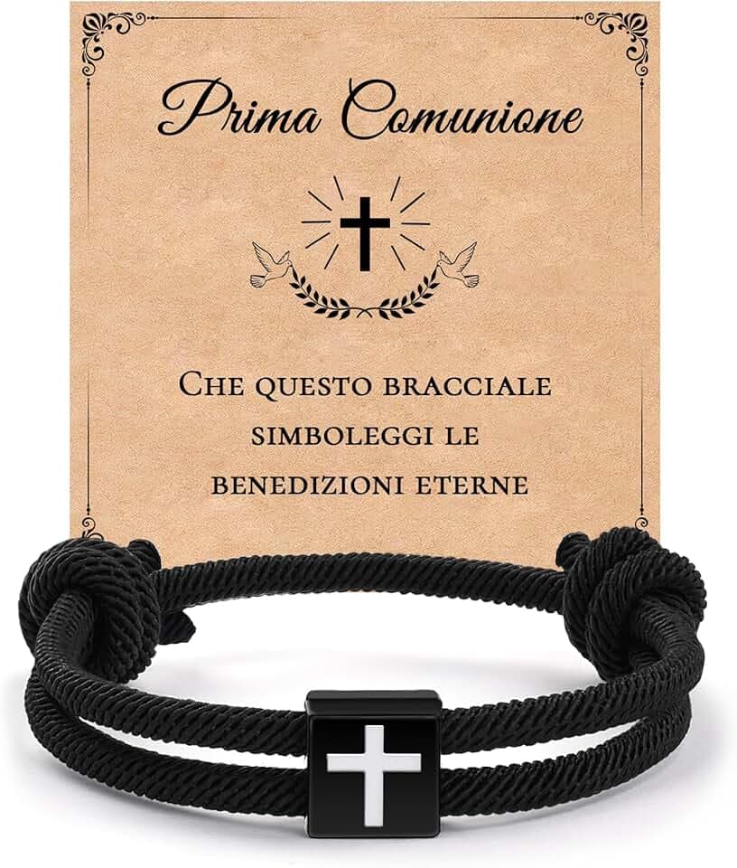 MANVEN Regali Comunione Maschio Regalo Prima Comunione Bambino Bambina Bracciale a Croce Regolabile per Ragazzo Ragazza