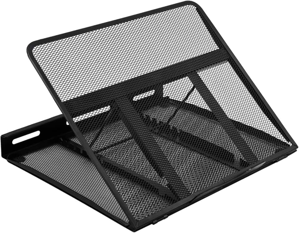 Amazon Basics Supporto per laptop ergonomico, regolabile e ventilato, compatibile con computer portatili fino a 17,3", 33 x 28.7 x 18.5 cm, nero