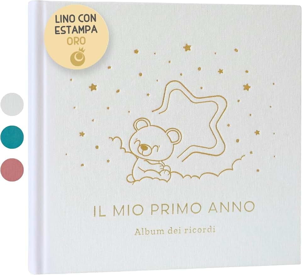 Album Nascita Bambina e Bambino Il Mio Primo Anno Copertina In Lino e 75 Pagine + Adesivi | Libro Ricordi Neonato Ideale per Regali Nascita Bimba/o | Album Fotografico Neonato per Regali Baby Shower The Forest Stewardship Council