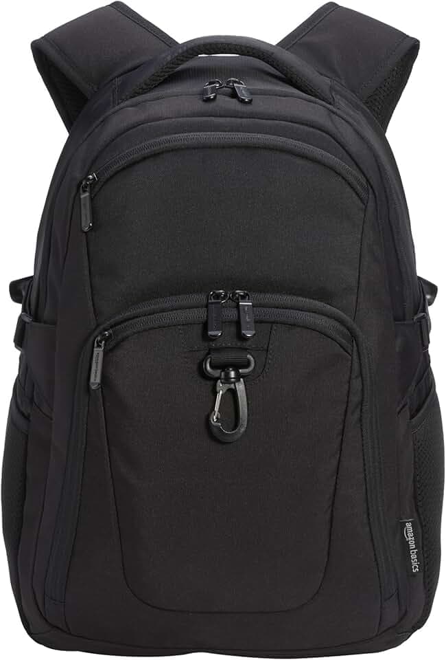Amazon Basics Travel Laptop Backpack for 15.6 inch Laptop, Black