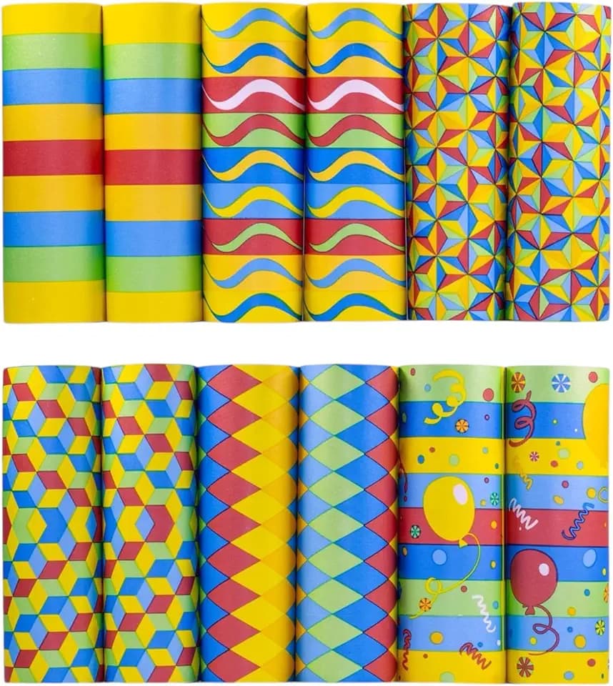 ARKRAFT Stelle filanti Carta FSC Confezione rotori da 12 Pezzi Colori Diversi per Carnevale Compleanno (P12 Mix)