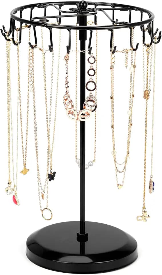 BELLE VOUS BELLE VOUS Porta Gioielli da Tavolo - Porta Collane da Tavolo 23 Ganci - 34,8 x 20,5 cm - Portagioielli e Portacollane da Appoggio - Appendi Gioielli per Bracciali Anelli Orologi e Orecchini - Nero