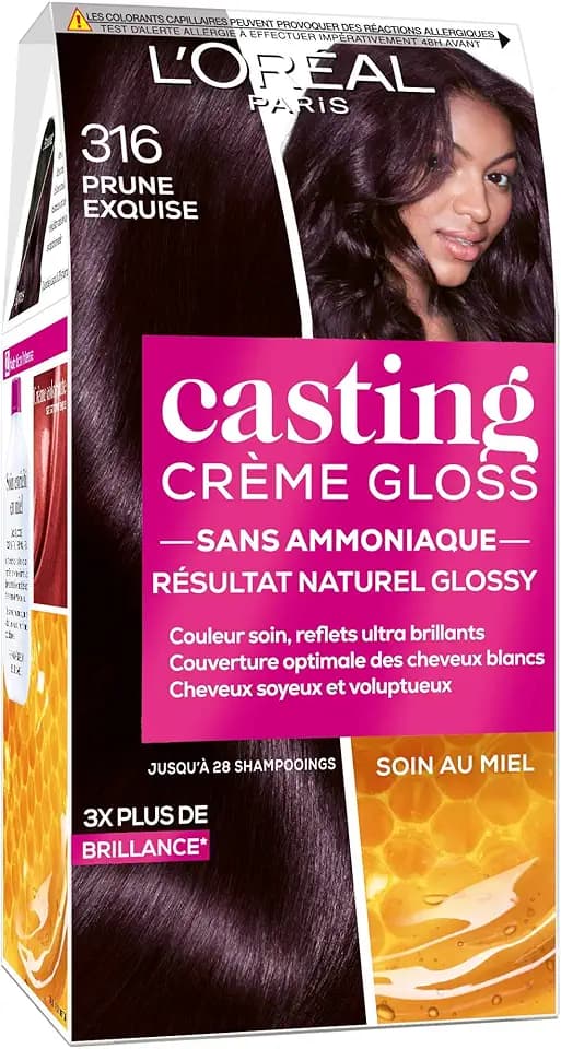 L'Oréal Paris Casting Crema Gloss Colorazione Tono su Tono per Capelli - Senza Ammoniaca - Prugna squisita (316)
