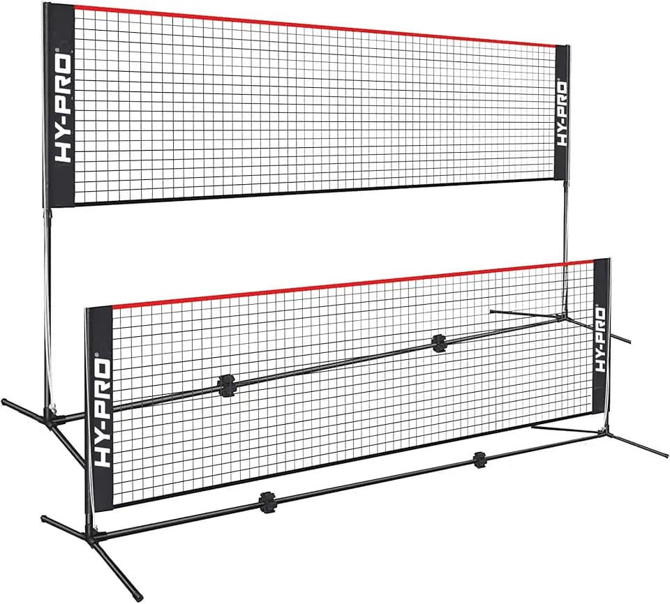 Hy-Pro Rete regolabile in altezza – altezza 3 m/4 m, facile da montare, leggera, borsa per il trasporto, rete sportiva ideale per bambini e adulti, badminton, tennis, pickleball, pallavolo