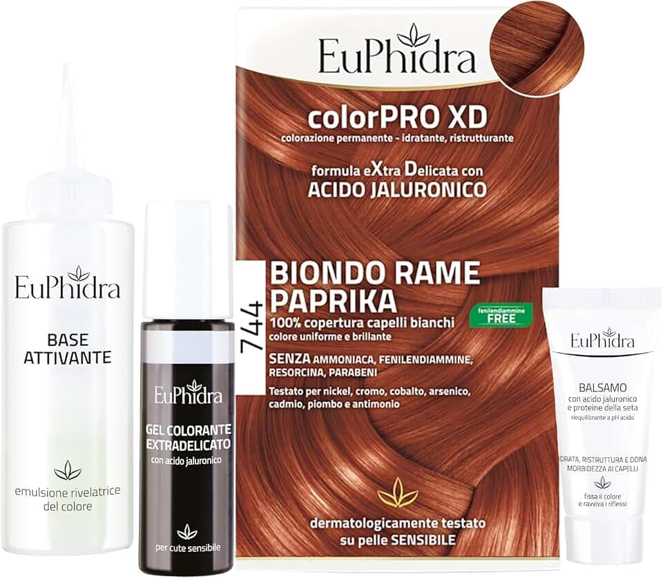 Euphidra - Euphidra ColorPro XD Tinta per Capelli Colore 744 Biondo Rame Paprika - 944025422