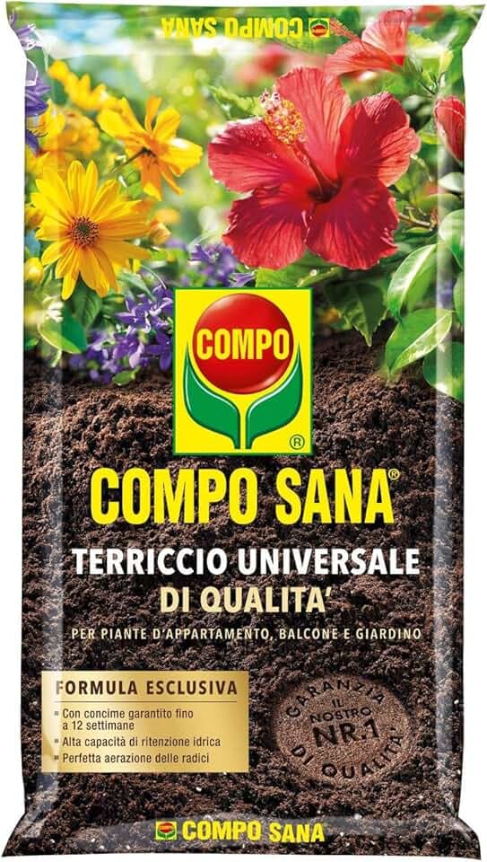 COMPO SANA Terriccio Universale di qualità, Per piante d'appartamento, balcone e giardino, 5 l