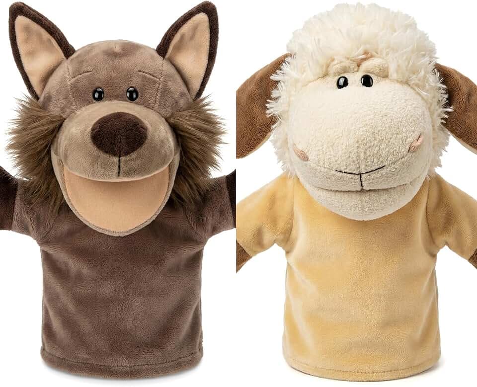 Marionette per bambini neonato Contiene lupo, tigre, leone, scimmia, bocche aperte mobili Perfette per narrativa, insegnamento, età prescolare, regalo di compleanno