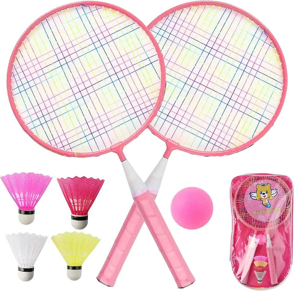 QKTYB Set Da Badminton Per Bambini, 1 Paio Di Racchetta Da Badminton Leggera Per Bambini Giocatori Principianti Indoor E Outdoor Con Borsa Per Il Trasporto