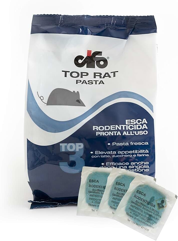 Cifo Topicida Sea Top Rat in Pasta Fresca, Veleno per Topi Professionale e Potente, Anti Topo Veleno per Ratti, 10 Esche da 15 Grammi [150 Grammi]