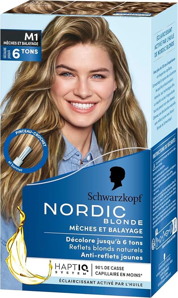 Schwarzkopf, Nordic Blonde, Schiarente Intensivo dall'Olio con Omega Plex, Meches Ultra M1, Senza Ammoniaca, Anti Giallo, per Capelli Morbidi (Il pacchetto può variare)