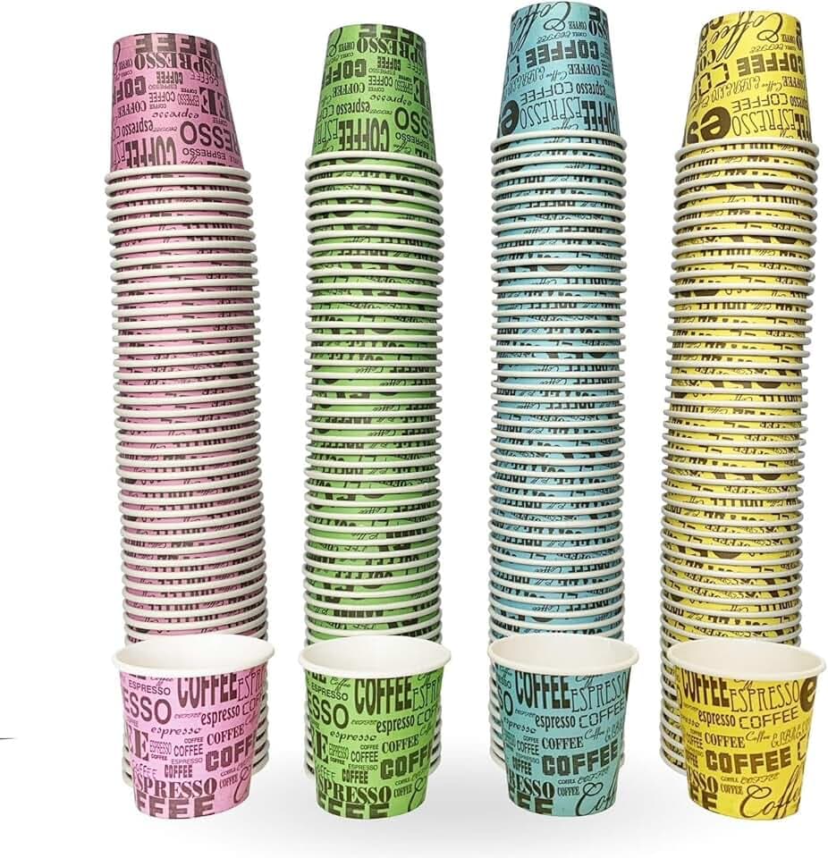 TeamBio 1000 Pz Bicchieri Caffe di Carta Biodegradabili Biocompostabili Tazzine 75ml