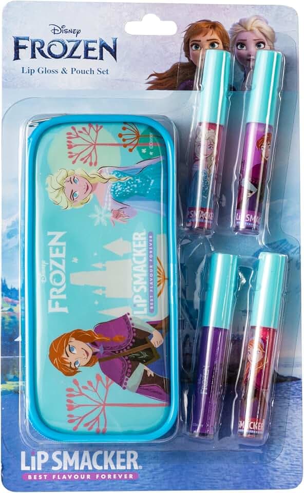 Lip Smacker Frozen Lip Gloss Set, Set di Trucchi Frozen per Bambina, con 4 Lucidalabbra Colorati e una Pochette Frozen della Collezione Winter Wonderland Celebration per un Look da Principessa Disney