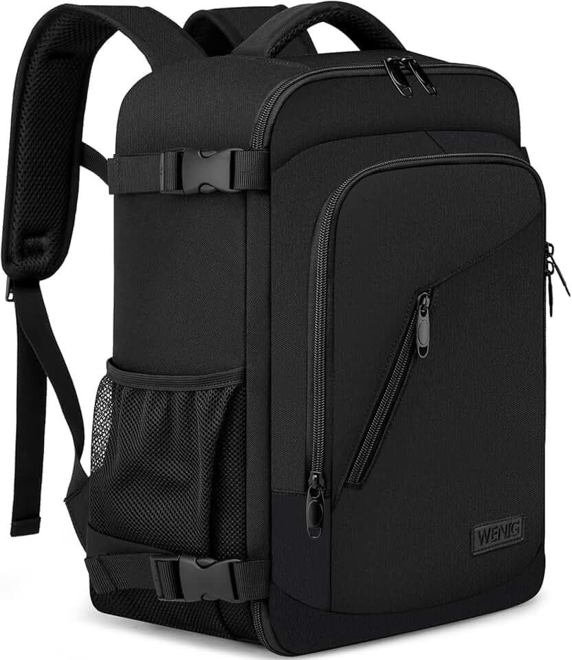WENIG Zaino per Ryanair 40x20x25 Zaino da Viaggio Aereo Bagaglio a Mano 20L Piccolo Borsa da Cabina per Voli,14 Pollici Zaino Porta PC con Caricatore USB per Scuola Trekking Lavoro Nero
