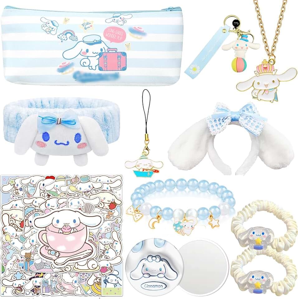 Ubephant Collana Cinamorol, Sanrio Collana, Cinamorol Braccialetto, Portachiavi Cinamorol, Cerchietto Cinamorol Fascia Di Peluche Dei Cartoni Animati Accessori per Ragazze Compleann